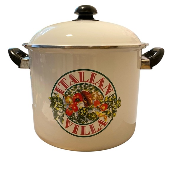 Italian Villa Other - White Enamel Stock Pot “Italian Villa”